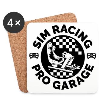 Simracing Pro Emblem Sim Racer Gaming Icon Logo - Dessous de verre (lot de 4) - blanc - Devant