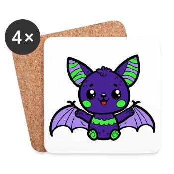 Chauve-souris - Dessous de verre (lot de 4) - blanc - Devant