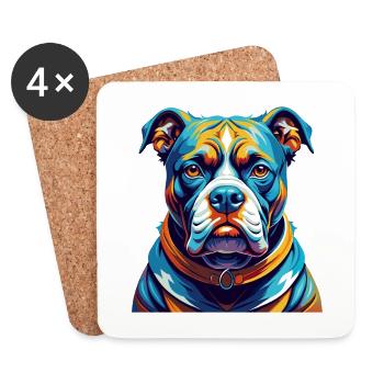 American Bulldog Breed Colorful Cartoon Kawaii - Coasters (set of 4) - white - Front