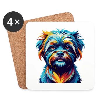 Affenpinscher Chien Race Coloré Dessin animé Kawaii - Dessous de verre (lot de 4) - blanc - Devant