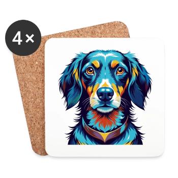 Alpine Dachsbracke Dog Breed Cartoon Kawaii - Coasters (set of 4) - white - Front