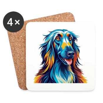 Afghanischer Windhund Hunderasse Bunte Karikatur Kawaii - Untersetzer (4er-Set) - Weiß - Vorne