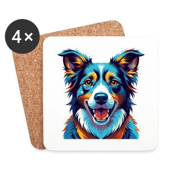 Aidi Dog Breed Colorful Watercolor Cartoon Kawaii - Coasters (set of 4) - white - Front