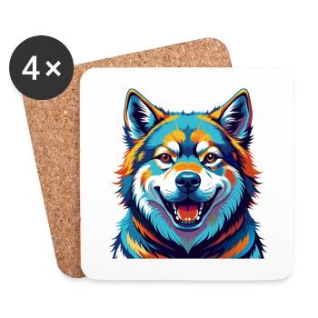 Akita Inu Hunderasse Bunte Karikatur Kawaii - Untersetzer (4er-Set) - Weiß - Vorne