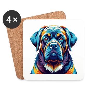 Alpine Mastiff Dog Breed Colorful Cartoon Kawaii - Coasters (set of 4) - white - Front