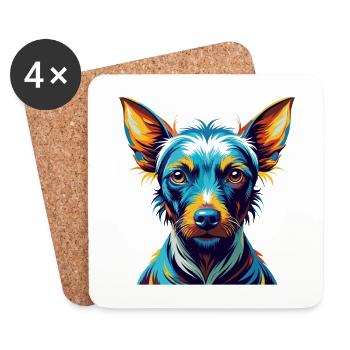 Amerikanischer haarloser Terrier Hunderasse Karikatur Kawaii - Untersetzer (4er-Set) - Weiß - Vorne