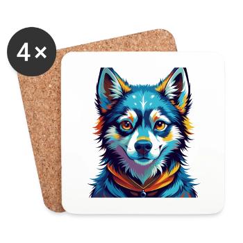 Alaskan Klee Kai Chien Race Coloré Dessin Animé Kawaii - Dessous de verre (lot de 4) - blanc - Devant