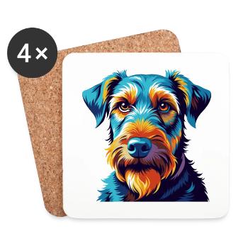 Airedale Terrier Hunderasse Bunte Karikatur Kawaii - Untersetzer (4er-Set) - Weiß - Vorne