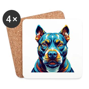 American Pitbull Terrier Dog Breed Cartoon Kawaii - Coasters (set of 4) - white - Front