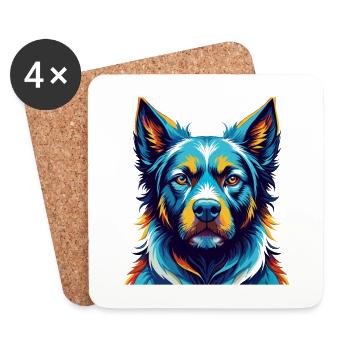 Aryan Molossus Chien Race Coloré Dessin Animé Kawaii - Dessous de verre (lot de 4) - blanc - Devant