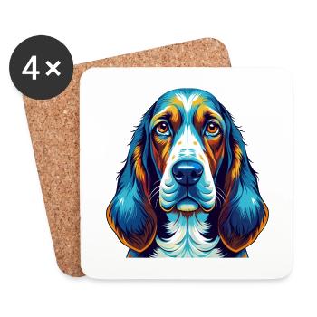 Basset Bleu De Gascogne Hunderasse Karikatur Kawaii - Untersetzer (4er-Set) - Weiß - Vorne