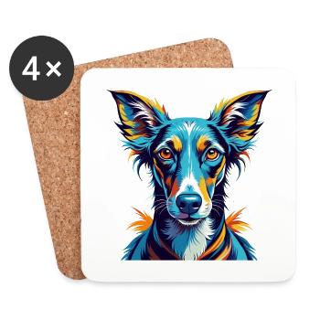 Azawakh Dog Breed Colorful Cartoon Kawaii - Coasters (set of 4) - white - Front