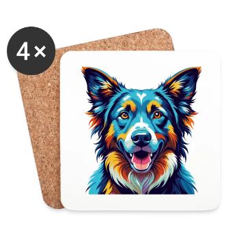 Berger Basque Chien Race Coloré Dessin Animé Kawaii - Dessous de verre (lot de 4) - blanc - Devant