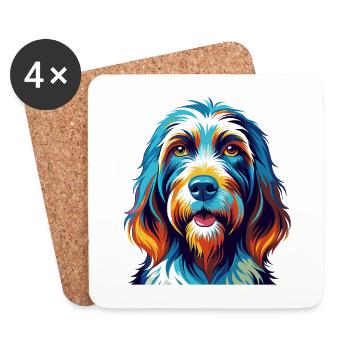 Basset Griffon Vendeen Hunderasse Karikatur Kawaii - Untersetzer (4er-Set) - Weiß - Vorne