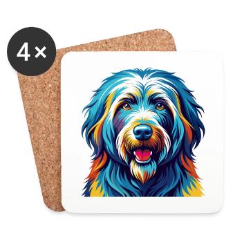 Bergamasco Sheepdog Breed Colorful Cartoon Kawaii - Coasters (set of 4) - white - Front