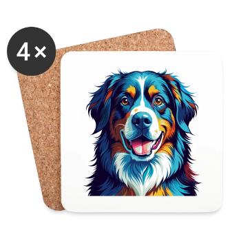 Bernese Mountain Dog Breed Colorful Cartoon Kawaii - Coasters (set of 4) - white - Front