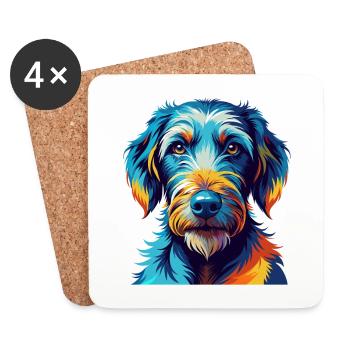 Bedlington Terrier Chien Race Dessin animé Kawaii - Dessous de verre (lot de 4) - blanc - Devant