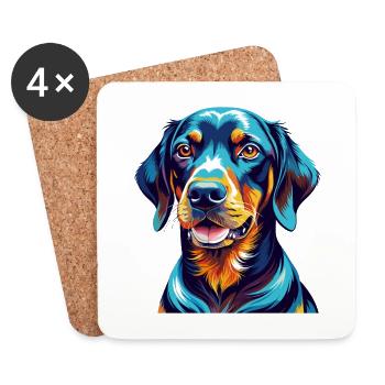 Schwarz Und Tan Coonhound Hunderasse Karikatur Kawaii - Untersetzer (4er-Set) - Weiß - Vorne