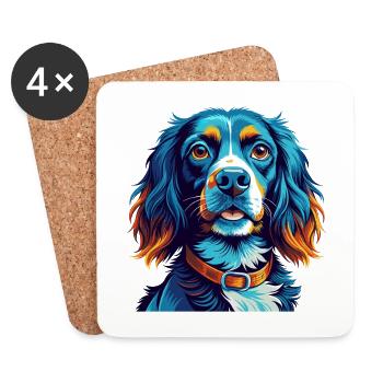 Blaue Picardie Spaniel Hunderasse Karikatur Kawaii - Untersetzer (4er-Set) - Weiß - Vorne
