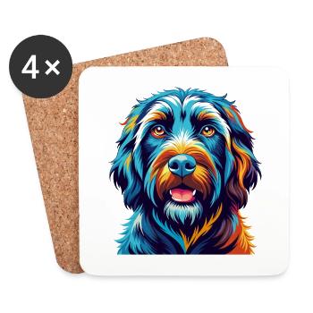 Black Russian Terrier Dog Breed Cartoon Kawaii - Coasters (set of 4) - white - Front