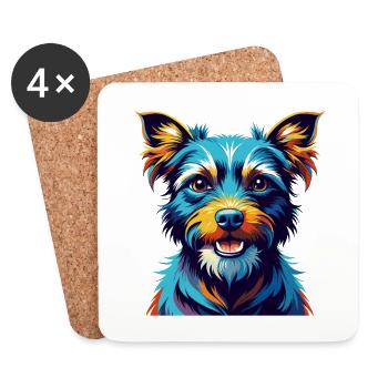 Blauer Paul Terrier Hund Rasse Karikatur Kawaii - Untersetzer (4er-Set) - Weiß - Vorne