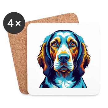 Bracco Italiano Race Chien Coloré Dessin Animé Kawaii - Dessous de verre (lot de 4) - blanc - Devant