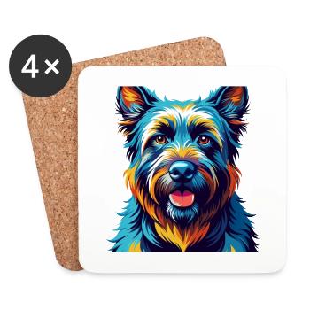 Bouvier des Ardennes Chien Race Dessin Animé Kawaii - Dessous de verre (lot de 4) - blanc - Devant