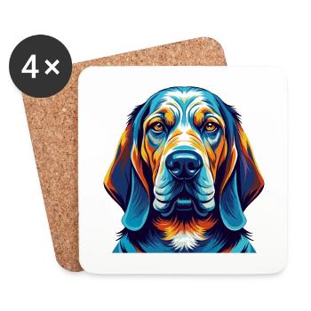Bloodhound Hunderasse Bunte Karikatur Kawaii - Untersetzer (4er-Set) - Weiß - Vorne