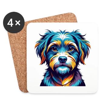 Bolognese Dog Breed Colorful Cartoon Kawaii - Coasters (set of 4) - white - Front