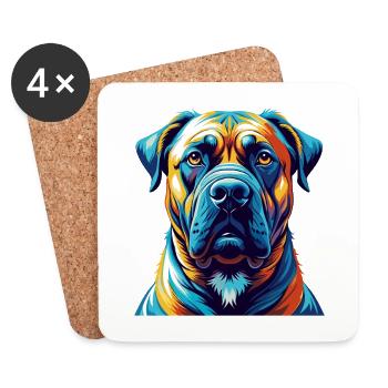 Boerboel Hunderasse Bunte Karikatur Kawaii - Untersetzer (4er-Set) - Weiß - Vorne