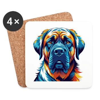 Dogue brésilien Chien race dessin animé Kawaii - Dessous de verre (lot de 4) - blanc - Devant