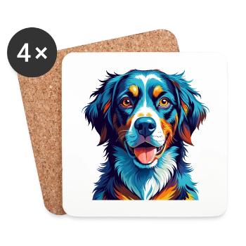 Braque Du Bourbonnais Dog Breed Cartoon Kawaii - Coasters (set of 4) - white - Front