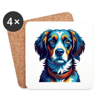 Braque Saint Germain Dog Breed Cartoon Kawaii - Coasters (set of 4) - white - Front