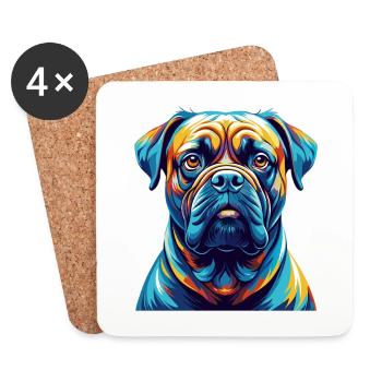 Bullmastiff Dog Breed Colorful Cartoon Kawaii - Coasters (set of 4) - white - Front