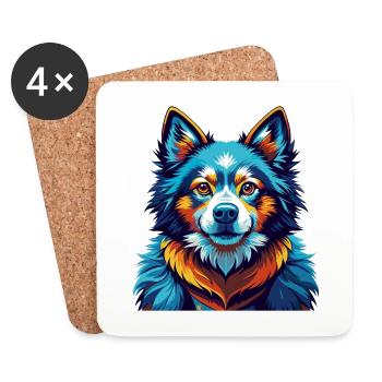 Chien Esquimau Canadien Race Coloré Dessin Animé Kawaii - Dessous de verre (lot de 4) - blanc - Devant