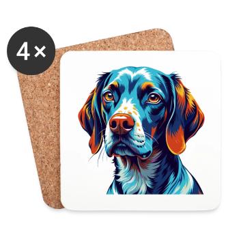 Burgos pointeur chien race coloré dessin animé kawaii - Dessous de verre (lot de 4) - blanc - Devant