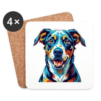 Catahoula Cur Hunderasse Bunte Karikatur Kawaii - Untersetzer (4er-Set) - Weiß - Vorne