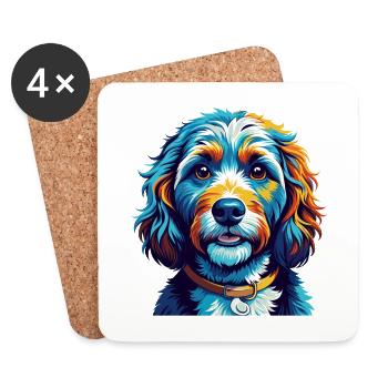 Cockapoo Chien Race Coloré Dessin Animé Kawaii - Dessous de verre (lot de 4) - blanc - Devant