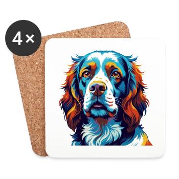 Clumber Spaniel Chien Race Coloré Dessin Animé Kawaii - Dessous de verre (lot de 4) - blanc - Devant