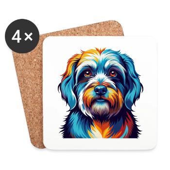 Dandie Dinmont Terrier Dog Breed Cartoon Kawaii - Coasters (set of 4) - white - Front