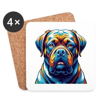 Bordeauxdogge Hunderasse Karikatur Kawaii - Untersetzer (4er-Set) - Weiß - Vorne