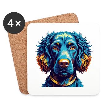 Retriever à poil bouclé race chien dessin animé Kawaii - Dessous de verre (lot de 4) - blanc - Devant