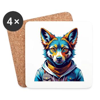 Dingo Hund Rasse Buntes Aquarell Karikatur Kawaii - Untersetzer (4er-Set) - Weiß - Vorne