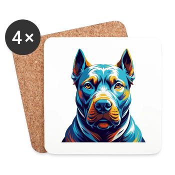 Dogue Argentino Chien Race Coloré Dessin Animé Kawaii - Dessous de verre (lot de 4) - blanc - Devant
