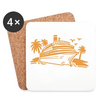 Kreuzfahrtschiff Urlaub Kreuzfahrt - Untersetzer (4er-Set) - Weiß - Vorne