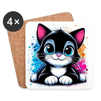Cat - Coasters (set of 4) - white - Front