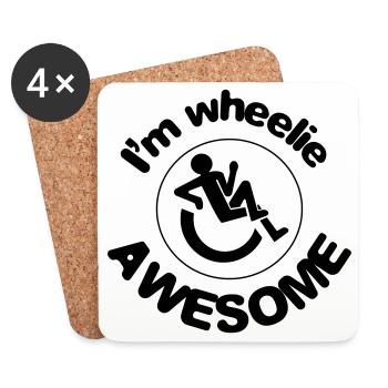 Je suis génial dans mon fauteuil roulant # - Dessous de verre (lot de 4) - blanc - Devant