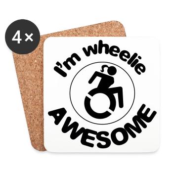 Cet utilisateur de fauteuil roulant est génial # - Dessous de verre (lot de 4) - blanc - Devant