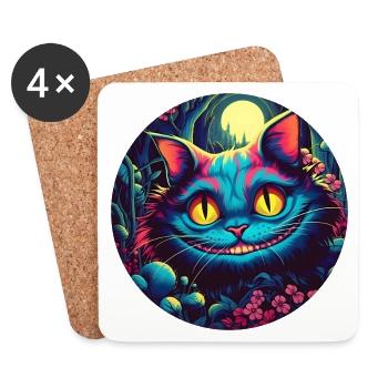 Grinsekatze Alice im Wunderland Zauberwald - Untersetzer (4er-Set) - Weiß - Vorne