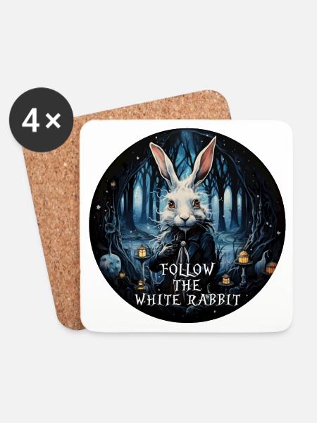Kaninchen Alice im Wunderland FOLGEN SIE DEM WEISSEN - Untersetzer (4er-Set) - Weiß